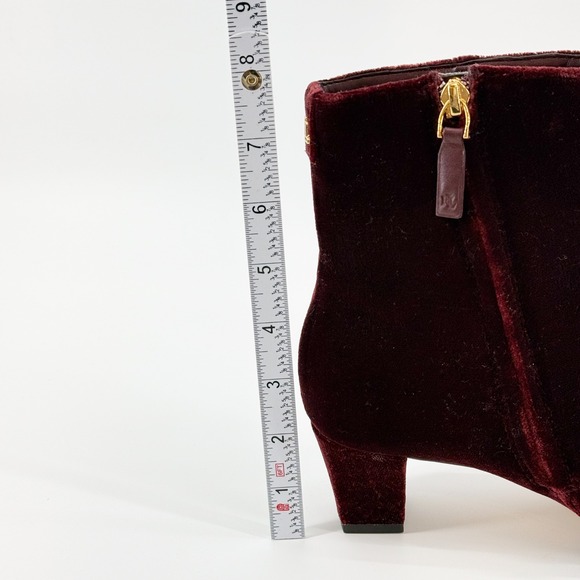Lauren Ralph Lauren Willa Velvet Bootie Ankle Boots Zipper Burgundy Size 6 NEW - Picture 5 of 13